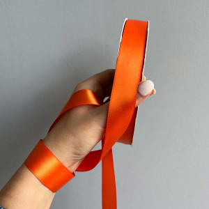 Лента атлас Ding Xin 2.5 см * 90 м - #1034 Оранжевый . Photo 2